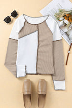 Load image into Gallery viewer, Suhkasana - Ribbed Color Block Slim Fit Top with Contrast Seams