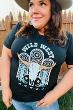 Load image into Gallery viewer, Black Cotton Wild West Graphic Tee