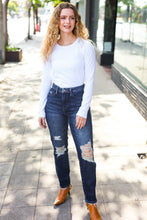 Load image into Gallery viewer, Judy Blue Dark Wash Mid Rise Distressed Straight Leg Jeans