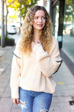 Load image into Gallery viewer, The Perfect Day Oatmeal Notched Neck Contrast Stitch Knit Hoodie