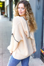 Load image into Gallery viewer, The Perfect Day Oatmeal Notched Neck Contrast Stitch Knit Hoodie