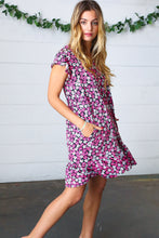 Load image into Gallery viewer, Black Multicolor Floral Babydoll Flutter Sleeve Midi Dress