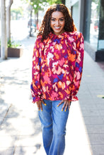 Load image into Gallery viewer, You Got This Wine Floral Print Print Frill Mock Neck Top