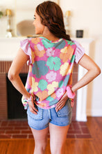 Load image into Gallery viewer, Feeling Playful Fuchsia Floral Textured Ruffle Sleeve Top