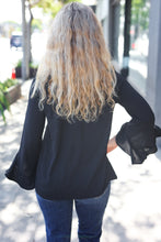Load image into Gallery viewer, Falling In Love Black Hi-Lo Ruffle Sleeve Woven Top