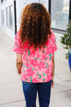 Load image into Gallery viewer, Vacay Vibes Floral Back Keyhole Short Smocked Banded Sleeve Top