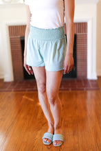 Load image into Gallery viewer, Seafoam Smocked Waist Scalloped Shorts
