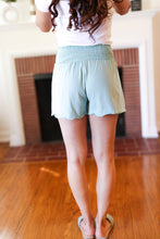 Load image into Gallery viewer, Seafoam Smocked Waist Scalloped Shorts