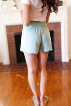 Load image into Gallery viewer, Seafoam Smocked Waist Scalloped Shorts