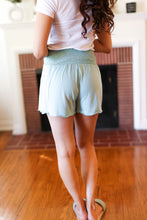 Load image into Gallery viewer, Seafoam Smocked Waist Scalloped Shorts