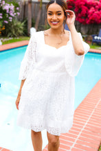 Load image into Gallery viewer, Diva Dreams White Accordion Pleated Lace Square Neck Dress