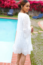 Load image into Gallery viewer, Diva Dreams White Accordion Pleated Lace Square Neck Dress