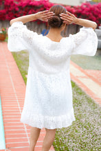 Load image into Gallery viewer, Diva Dreams White Accordion Pleated Lace Square Neck Dress