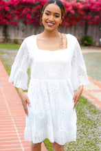 Load image into Gallery viewer, Diva Dreams White Accordion Pleated Lace Square Neck Dress