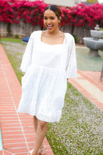 Load image into Gallery viewer, Diva Dreams White Accordion Pleated Lace Square Neck Dress