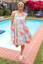 Load image into Gallery viewer, Hello Beautiful Peach & Sage Patchwork Babydoll Swing Dress
