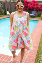 Load image into Gallery viewer, Hello Beautiful Peach & Sage Patchwork Babydoll Swing Dress