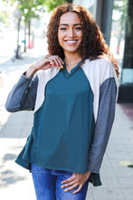 Load image into Gallery viewer, Stand Out Hunter Green V Neck Raglan Color Block Outseam Top