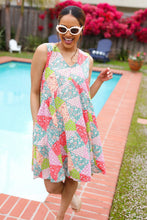 Load image into Gallery viewer, Hello Beautiful Peach & Sage Patchwork Babydoll Swing Dress