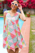 Load image into Gallery viewer, Hello Beautiful Peach & Sage Patchwork Babydoll Swing Dress