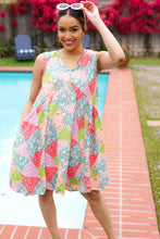 Load image into Gallery viewer, Hello Beautiful Peach & Sage Patchwork Babydoll Swing Dress