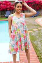 Load image into Gallery viewer, Hello Beautiful Peach & Sage Patchwork Babydoll Swing Dress