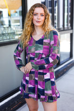 Load image into Gallery viewer, Lock Eyes Lavender Geo Print Ruffle Hem Dress