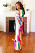 Load image into Gallery viewer, Feeling Bold Fuchsia & Teal Striped Medallion Crochet Print Dress