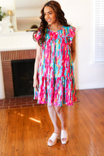 Load image into Gallery viewer, Feeling Bold Multicolor Abstract Print Tiered Ruffle Sleeve Dress
