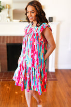 Load image into Gallery viewer, Feeling Bold Multicolor Abstract Print Tiered Ruffle Sleeve Dress