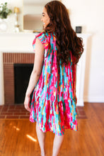 Load image into Gallery viewer, Feeling Bold Multicolor Abstract Print Tiered Ruffle Sleeve Dress