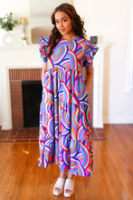 Load image into Gallery viewer, Feel Your Best Purple Abstract Print Smocked Ruffle Sleeve Maxi Dress