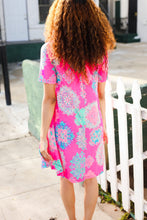 Load image into Gallery viewer, Find Love Hot Pink Abstract Print Frill Notch Neck Dress