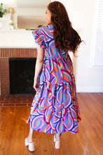 Load image into Gallery viewer, Feel Your Best Purple Abstract Print Smocked Ruffle Sleeve Maxi Dress