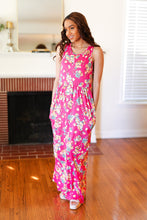 Load image into Gallery viewer, Pink Floral Print Fit and Flare Sleeveless Maxi Dress