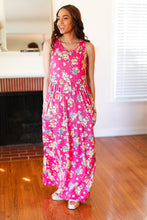 Load image into Gallery viewer, Pink Floral Print Fit and Flare Sleeveless Maxi Dress
