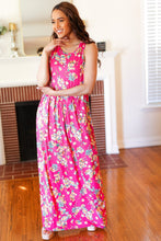 Load image into Gallery viewer, Pink Floral Print Fit and Flare Sleeveless Maxi Dress