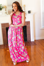 Load image into Gallery viewer, Pink Floral Print Fit and Flare Sleeveless Maxi Dress
