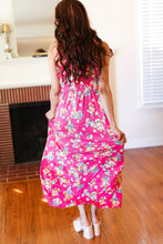 Load image into Gallery viewer, Pink Floral Print Fit and Flare Sleeveless Maxi Dress