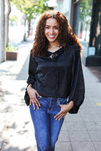 Load image into Gallery viewer, Live For Today Black Woven Front Tie Silky Blouse