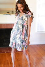 Load image into Gallery viewer, Casual Living Yellow & Coral Patchwork Babydoll Flutter Sleeve Dress