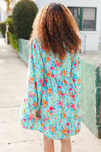 Load image into Gallery viewer, Feeling Femme Aqua Floral Ribbon Bow Tie Babydoll Dress