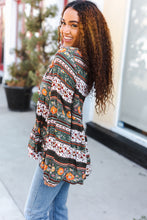 Load image into Gallery viewer, Beautiful You Green Floral Stripe Woven Blouse