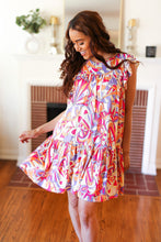 Load image into Gallery viewer, Multicolor Geometric Midi Flutter Sleeve Dress