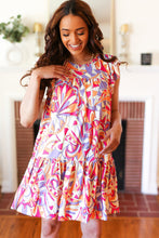 Load image into Gallery viewer, Multicolor Geometric Midi Flutter Sleeve Dress