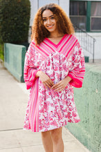 Load image into Gallery viewer, Let's Meet Up Red & Pink Paisley Drop Shoulder Kimono Dress