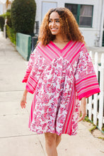 Load image into Gallery viewer, Let's Meet Up Red & Pink Paisley Drop Shoulder Kimono Dress