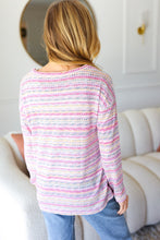 Load image into Gallery viewer, Everyday Casual Lilac & Fuchsia Textured Vintage Stripe Top