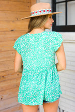 Load image into Gallery viewer, Green Floral Button Tie Neck Babydoll Top