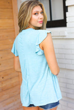 Load image into Gallery viewer, Sky Blue Two Tone Babydoll Fringe Tassel Top